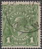 KGV SG 76 ACSC 77 1924 1d green King George V head Australia