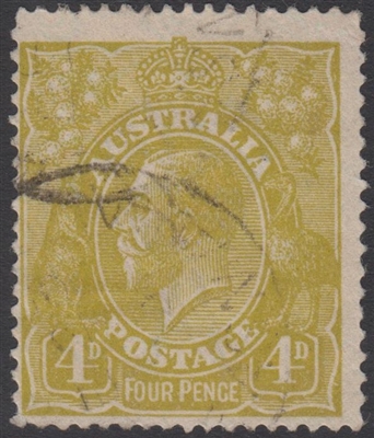 KGV SG 80a BW ACSC 114B 1924 4d Four Pence greenish olive