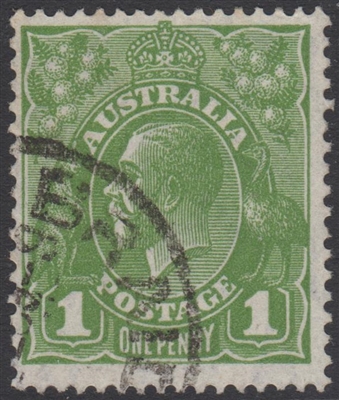 KGV SG 125 BW ACSC 82 1931 1d One Penny CofA green