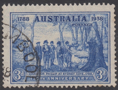 SG 194 Sesquicentenary 150th Anniversary of Founding of NSW 1937 3d Bright Blue