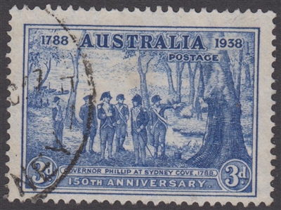 SG 194 1937 Sesquicentenary 150th Anniversary of Founding Of New South Wales 3d Bright blue