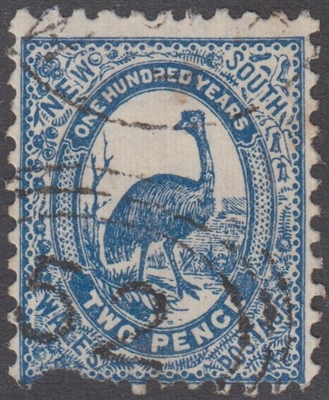 NSW numeral postmark 52 BOURKE oval rings cancel on 2d emu New South Wales Australia