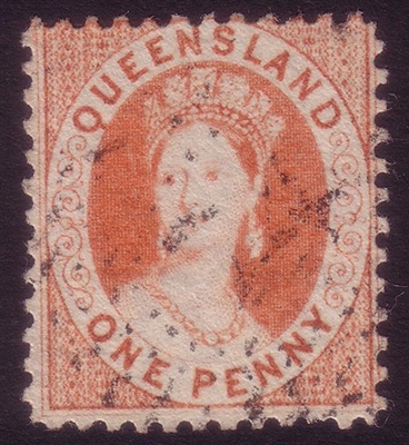 QLD SG 74 1868-1874 one penny QV chalon