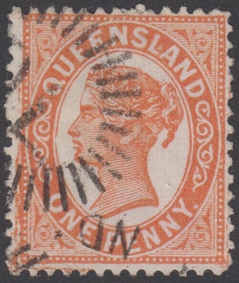 QLD SG 210 1895-96 1d Orange-Red Queen Victoria sideface Queensland One Penny