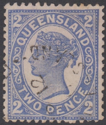 QLD SG 234 1897-1908 2d Blue Queen Victoria sideface Queensland Two Pence