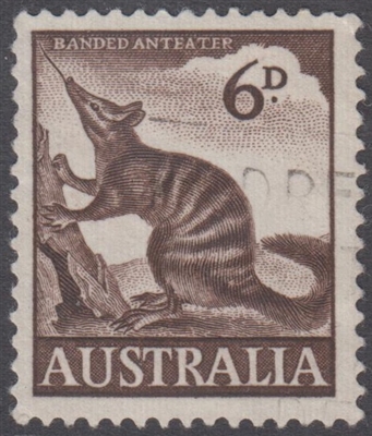 SG 316 1960 Banded Anteater Numbat 6d Six Pence Brown