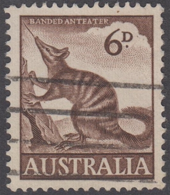 SG 316 1960 Banded Anteater Numbat 6d Six Pence Brown