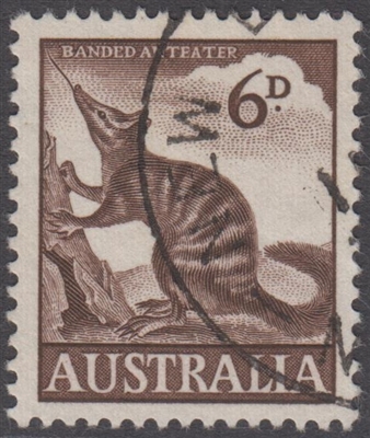 SG 316 1960 Banded Anteater Numbat 6d Six Pence Brown