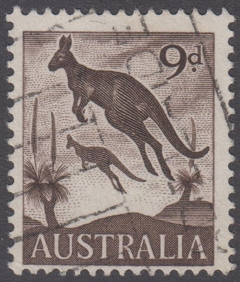 SG 318 1959 Kangaroos 9d Nine Pence Deep Sepia