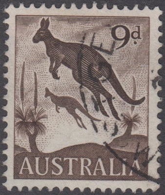 SG 318 1959 Kangaroos 9d Nine Pence Deep Sepia