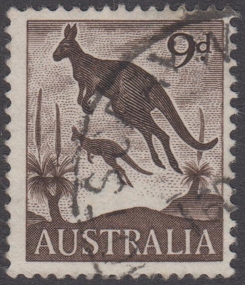 SG 318 1959 Kangaroos 9d Nine Pence Deep Sepia