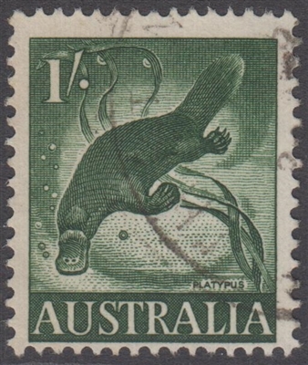 SG 320 1959 Platypus 1/- One Shilling Deep Green