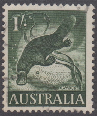SG 320 1959 Platypus 1/- One Shilling Deep Green