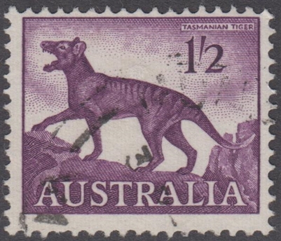 SG 321 1962 Tasmanian Tiger 11s2d 1/2- One Shilling Two Pence Deep Purple