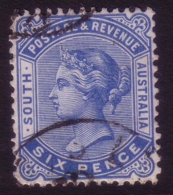 SA SG 194a 1895-1899 six pence blue Perforation 13