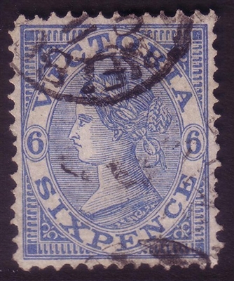 VIC SG 214b 1882-84 Six Pence Light Ultramarine