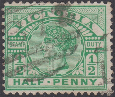 VIC SG 356 1899-1901 half-penny Â½d green Barred numeral 1878 Ardmona Queen Victoria Australia