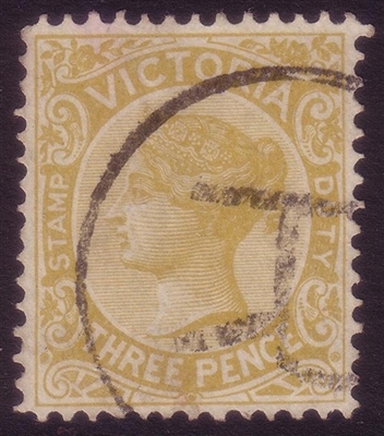 VIC SG 361 1899-1901 Three Pence bistre-yellow
