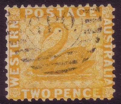 WA SG 55a 1864-79 Two Pence yellow. Watermark sideways.