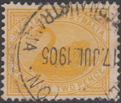 WA SG 118 1903 2d yellow Western Australia Two Pence swan