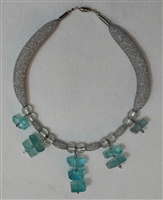 Aquamarine chunk tiered choker