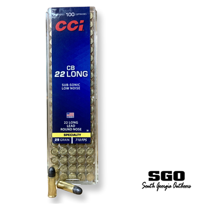 CCI 22 CB LONG SUB-SONIC LOW NOISE 29 GRAIN LEAD ROUND NOSE 100 ROUND BOX