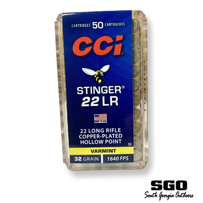 CCI STINGER 22LR 32GR COPPER PLATED HOLLOW POINT 1640 FPS 50 RND BOX *NO LIMITS*