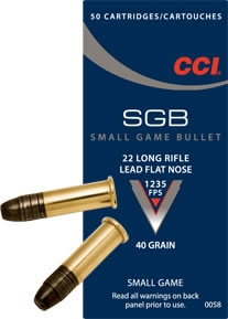 CCI SGB 22LR 50 RND BOX 1235 FPS 0058 (SAME VELOCITY AND TRAJECTORY AS MINI-MAG)