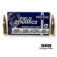 FIOCCHI FIELD DYNAMICS 308 WIN 150 GR. PSP 2750 FPS 20 ROUND BOX