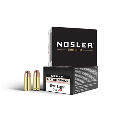 NOSLER 9MM LUGER 124GR JHP BRASS 20 ROUND BOXES