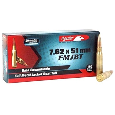 AGUILA 150GR 7.62X51MM FMJBT 7.62 NATO 500 ROUND CASE