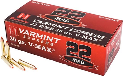 HORNADY VARMINT EXPRESS V-MAX 30GR 22WMR 22 MAG 200 RND BOX