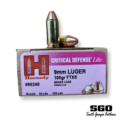 Hornady 9mm Luger 100gr FTX Critical Defense Lite 25 Round Box