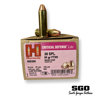 HORNADY CRITICAL DEFENSE LITE 38 SPECIAL 90GR FTX *FIGHT BREAST CANCER* 25RND BOX