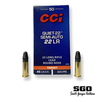 CCI QUIET-22 SEMI-AUTO 22 LR 45 GRAIN LEAD ROUND NOSE 835 FPS 50 ROUND BOX