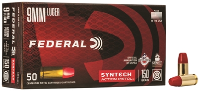 Federal Syntech 9mm Luger Ammo 150 Grain Total Synthetic Jacket 50 ROUND BOX