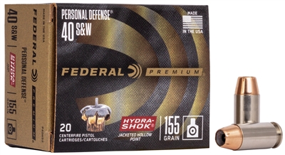 FEDERAL 40 S&W 155 GR HYDRA-SHOK JHP 20 ROUND BOX