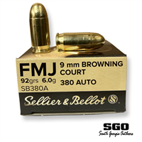 SELLIER & BELLOT 380 AUTO ACP 92 GR. FMJ BRASS 50 ROUND BOX