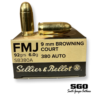 SELLIER & BELLOT 380 AUTO ACP 92 GR. FMJ BRASS 50 ROUND BOX