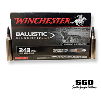 WINCHESTER BALLISTIC SILVERTIP 243 WIN 55 GR. FRAGMENTING POLYMER TIP 3910 FPS 20 ROUND BOX