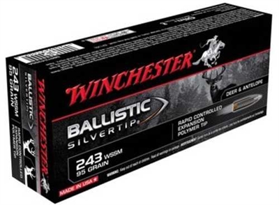 WINCHESTER 243 WSSM 95 GR BALLISTIC SILVERTIP 20 ROUND BOX