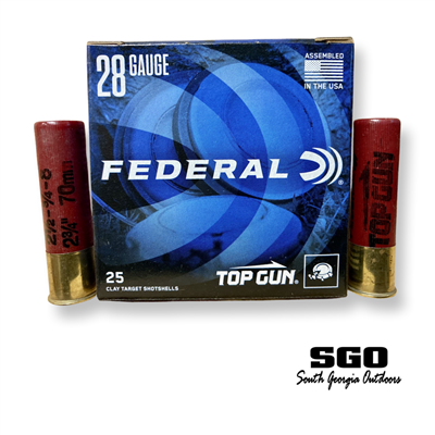 FEDERAL TOP GUN 28 GA. 2 3/4'' 1330 FPS MAX DRAM 3/4 OZ. # 8 SHOT 250 ROUND CASE