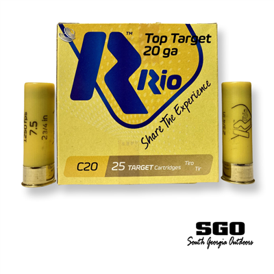 RIO TOP TARGET 20 GAUGE 2 3/4'' 1250 FPS 7/8 OZ. # 7.5 SHOT 250 ROUND CASE