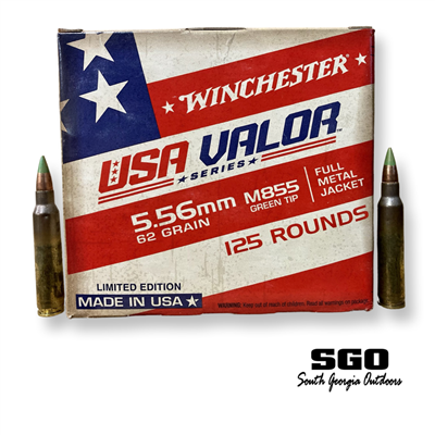 WINCHESTER USA VALOR 5.56mm  62GR FMJ M855 GREEN TIP  125 ROUNDS (BLOWOUT SALE)