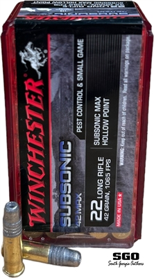 WINCHESTER 22LR SUBSONIC 42 MAX HP 1065 FPS 50 ROUNDS