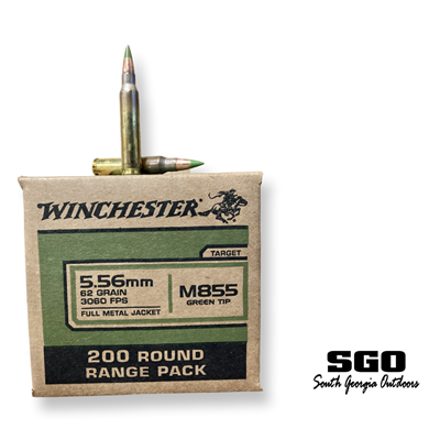 WINCHESTER 5.56mm 62 GRAIN M855 GREEN FMJ 200 ROUND RANGE PACK