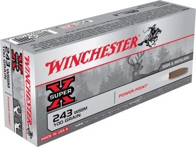 WINCHESTER 243 WSSM 20RND BOX 100 GR POWER POINT