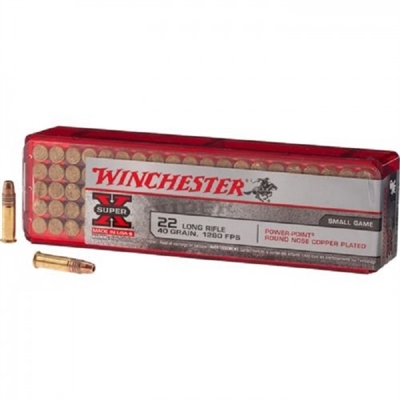 WINCHESTER 22LR 40GR 1280 FPS SUPER X POWER POINT * NO LIMITS * 100 RND BOX