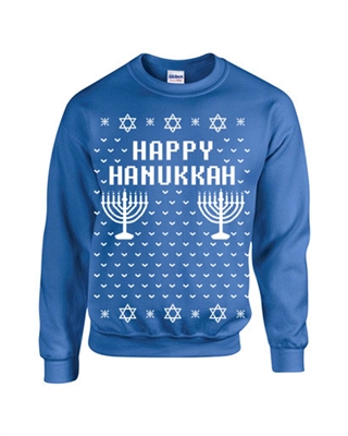 Happy Hanukkah Ugly Sweater Design CREW Sweatshirt (B109)