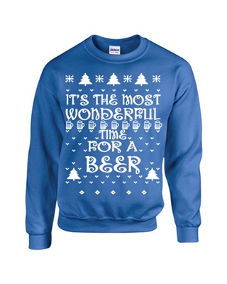 It's the Most Wonderful Time for Beer Ugly Sweater Crew Sweatshirt (B110)